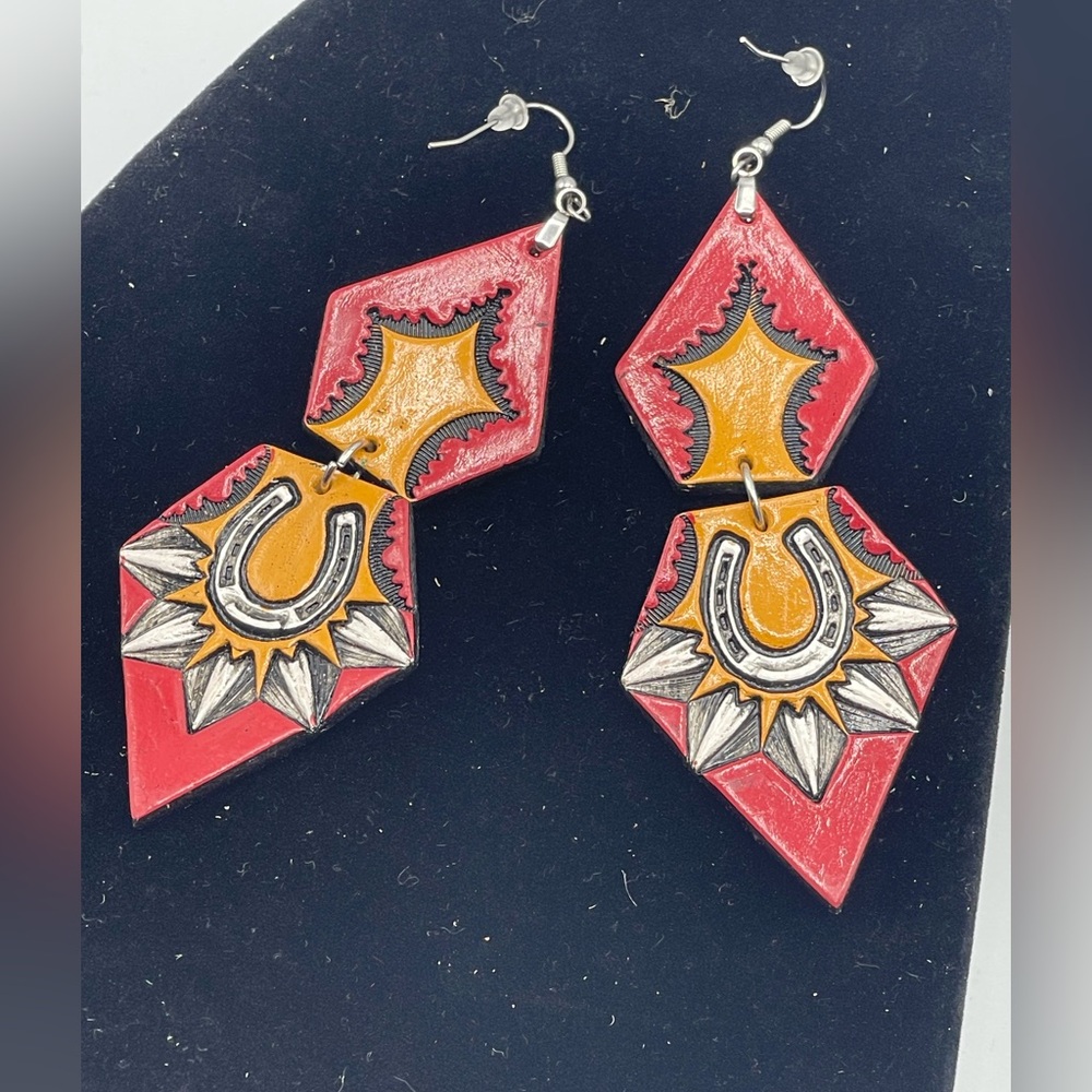 Artisan Red and Orange Statement Earrings